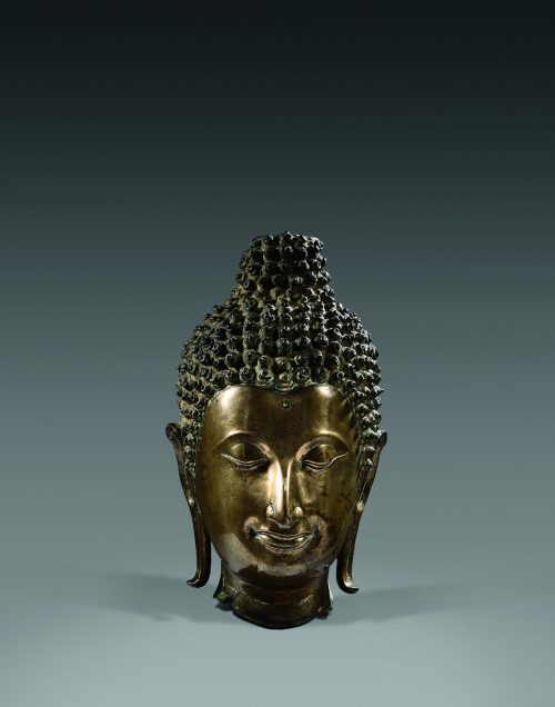 Tête de Buddha en bronze Sukhothaï