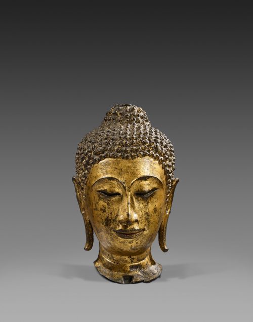 Tête de Buddha en bronze doré
