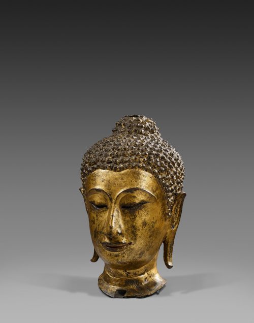Tête de Buddha en bronze doré – Image 2
